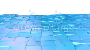 摘要简单蓝紫低聚三维表面作为卡通背景。 软几何低聚运动背景